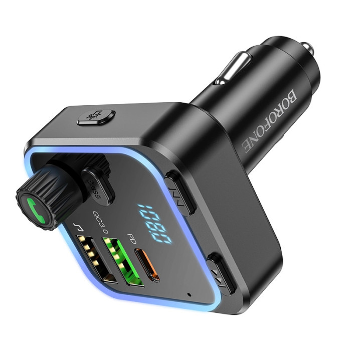 FM модулятор BOROFONE BC53 2USB / 1Type-C / PD / QC / 20W / 3.0 A, BT5.0 Black