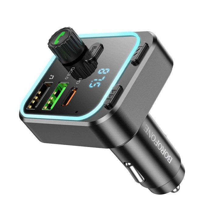 FM модулятор BOROFONE BC53 2USB / 1Type-C / PD / QC / 20W / 3.0 A, BT5.0 Black