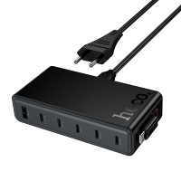 Зарядний пристрій 7 в 1 HOCO C151A 1 х USB / 5 х Type-C / Кабель Type-C, PD/QC, 50W/3A, Black