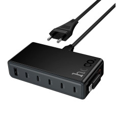 Зарядний пристрій 7 в 1 HOCO C151A 1 х USB / 5 х Type-C / Кабель Type-C, PD/QC, 50W/3A, Black