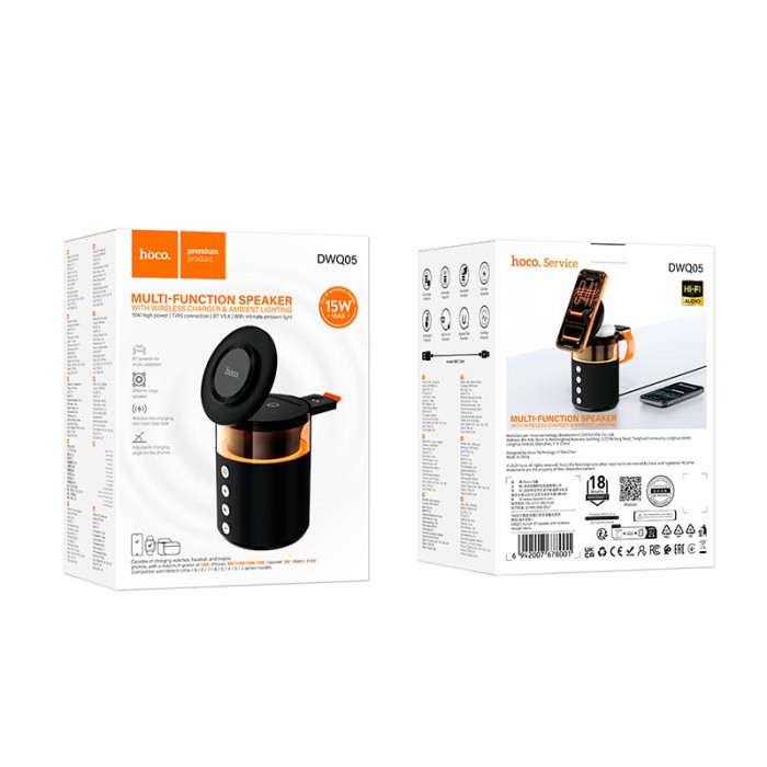 Зарядна док-станція 3 в 1 HOCO DWQ05 15W / BT5.4 / TWS, Black