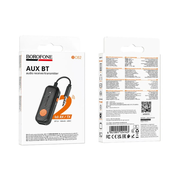 Аудіоадаптер Borofone BC62 AUX / BT5.4 Black