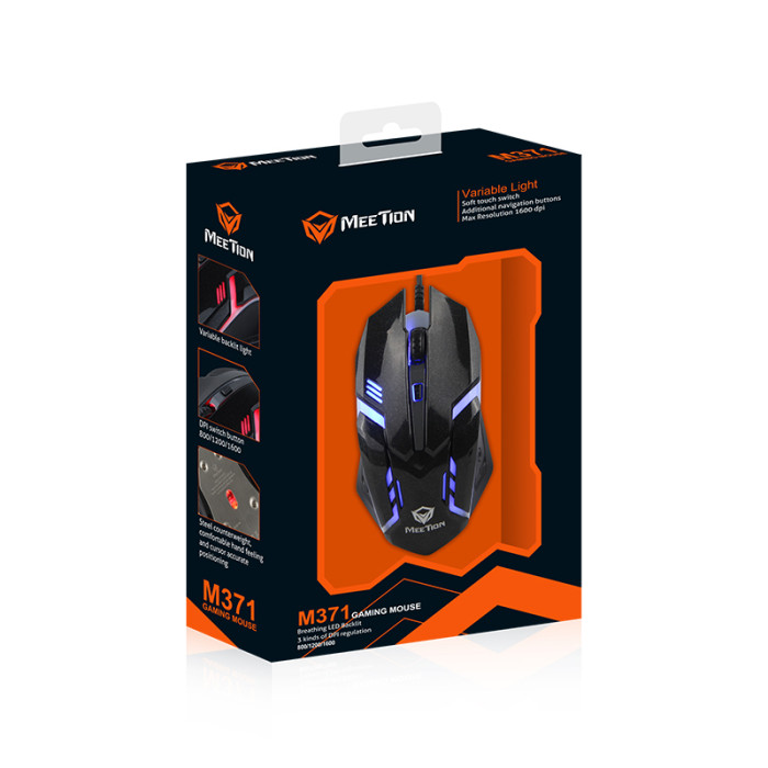 Проводная мышь игровая MEETION MT-M371 Black