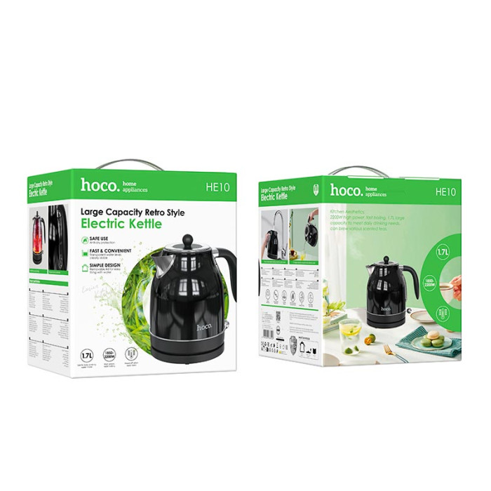 Электрочайник Hoco HE10 1.7 л, 2200W Black