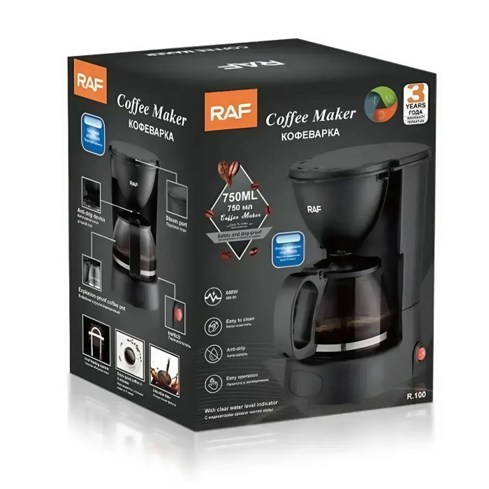 Кофеварка капельная RAF R100 750 мл, 650W Black