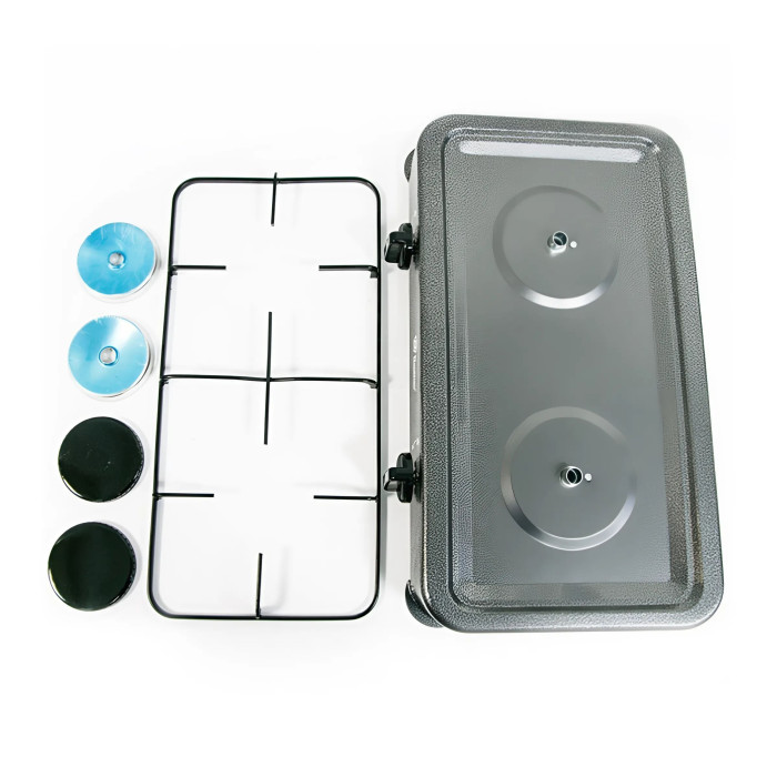 Плита газова настільна Domotec MS-6602 2 х 2,2 кВт Silver