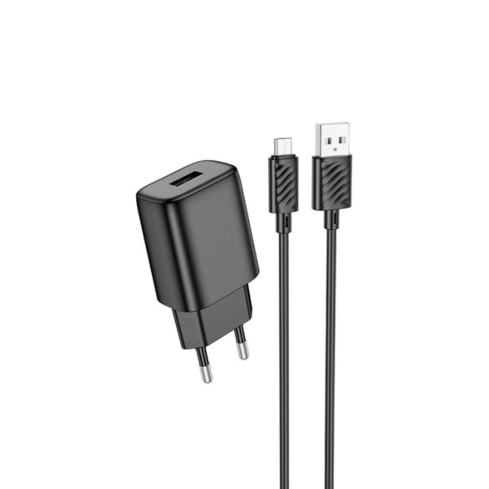 Кабель та блочок Hoco C134A USB to Micro USB 12W 1m Black