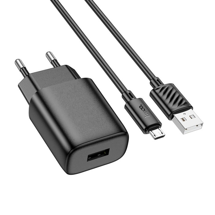Кабель та блочок Hoco C134A USB to Micro USB 12W 1m Black