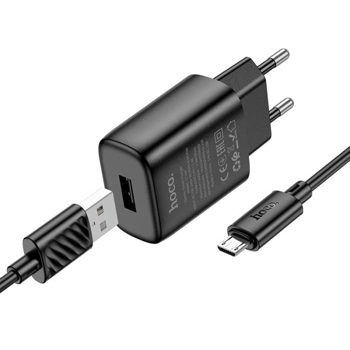 Кабель та блочок Hoco C134A USB to Micro USB 12W 1m Black