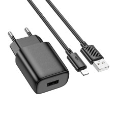Кабель та блочок Hoco C134A USB to Lightning 12W 1m Black