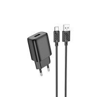 Кабель та блочок Hoco C134A USB to Type-C 12W 1m Black