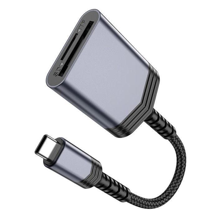 Перехідник 2 в 1 HOCO UA25 Type-C to SD/TF Grey