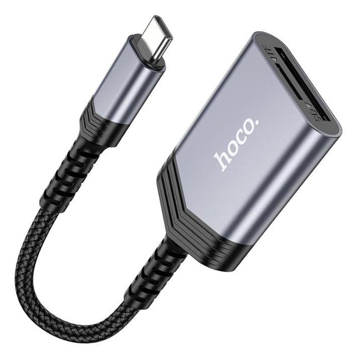Перехідник 2 в 1 HOCO UA25 Type-C to SD/TF Grey