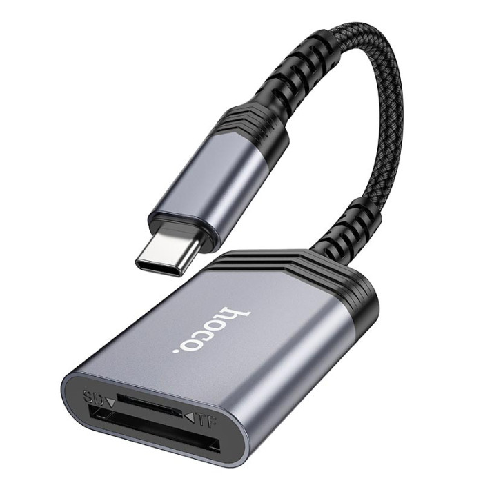 Перехідник 2 в 1 HOCO UA25 Type-C to SD/TF Grey