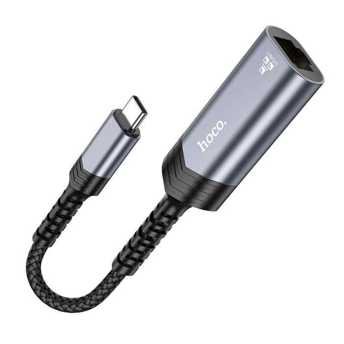 Перехідник Hoco UA26 Type-C to RJ45 1000 Мбіт Silver