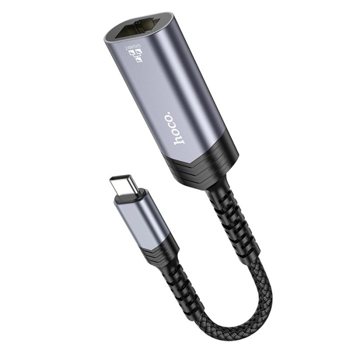 Перехідник Hoco UA26 Type-C to RJ45 1000 Мбіт Silver