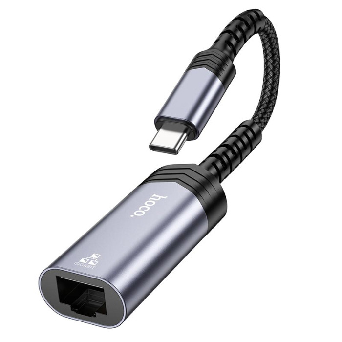 Перехідник Hoco UA26 Type-C to RJ45 1000 Мбіт Silver