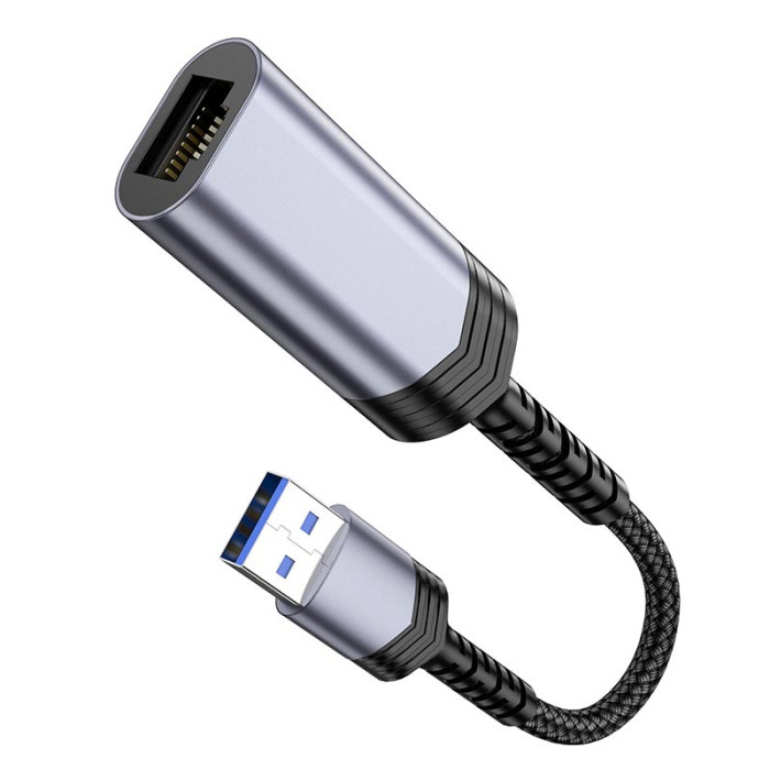 Перехідник Hoco UA26 USB to RJ45 1000 Мбіт Silver