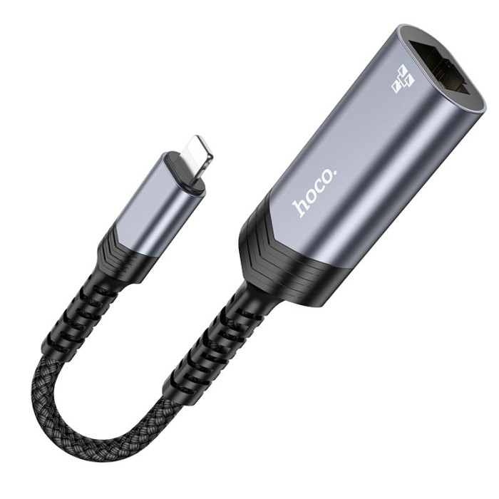 Перехідник Hoco UA26 Lightning to RJ45 100 Мбіт Silver