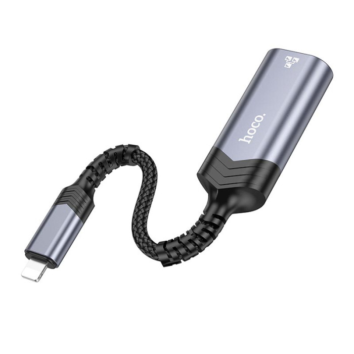 Перехідник Hoco UA26 Lightning to RJ45 100 Мбіт Silver