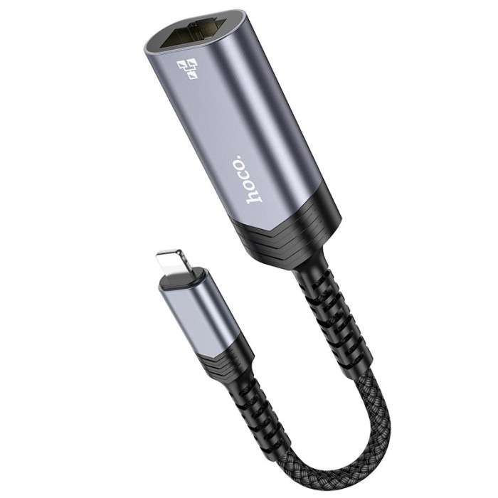 Перехідник Hoco UA26 Lightning to RJ45 100 Мбіт Silver