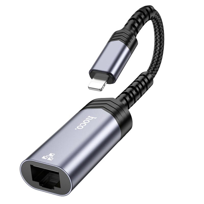 Перехідник Hoco UA26 Lightning to RJ45 100 Мбіт Silver