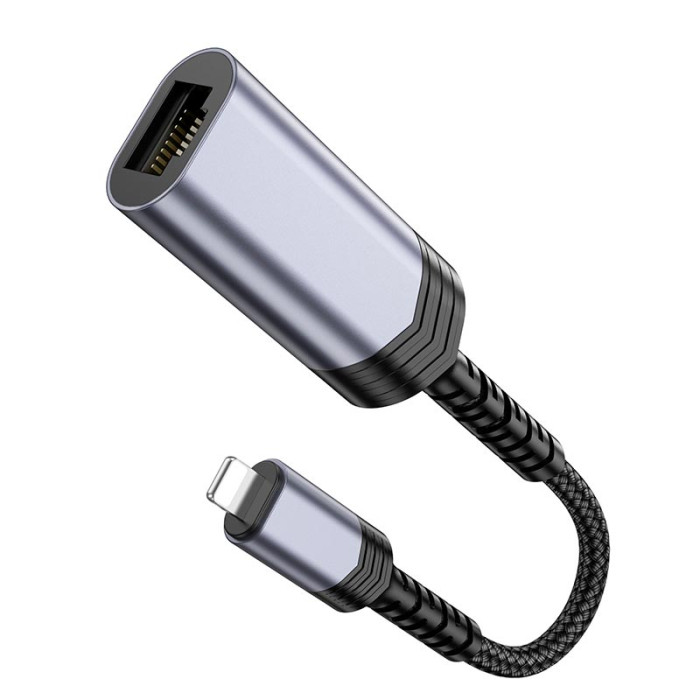 Перехідник Hoco UA26 Lightning to RJ45 100 Мбіт Silver