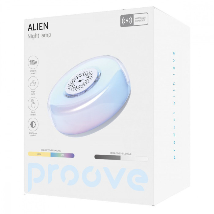 Беспроводная зарядка с ночником Proove Alien 15W White