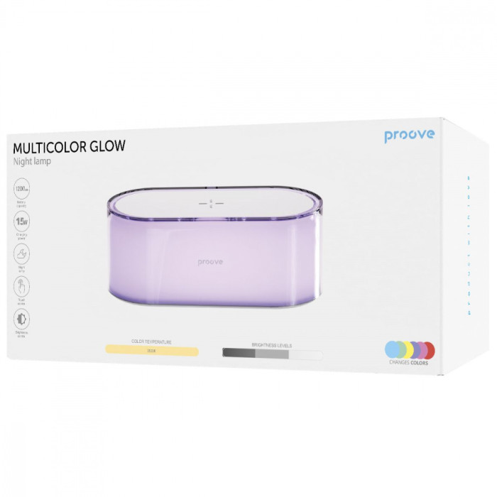Бездротова зарядка з нічником Proove Multicolor Glow 15W White