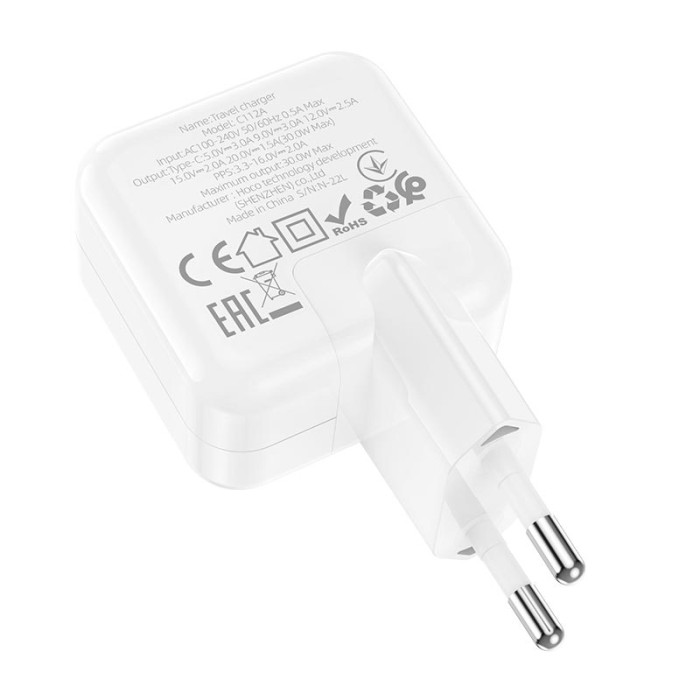 Сетевое зарядное устройство Hoco C112A 30W White
