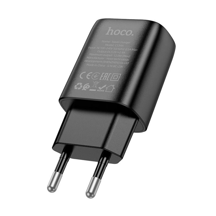 Мережевий зарядний пристрій Hoco C134A 12W Black