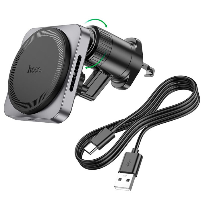 Автомобильный держатель с беспроводной зарядкой HOCO HW15 15W Black