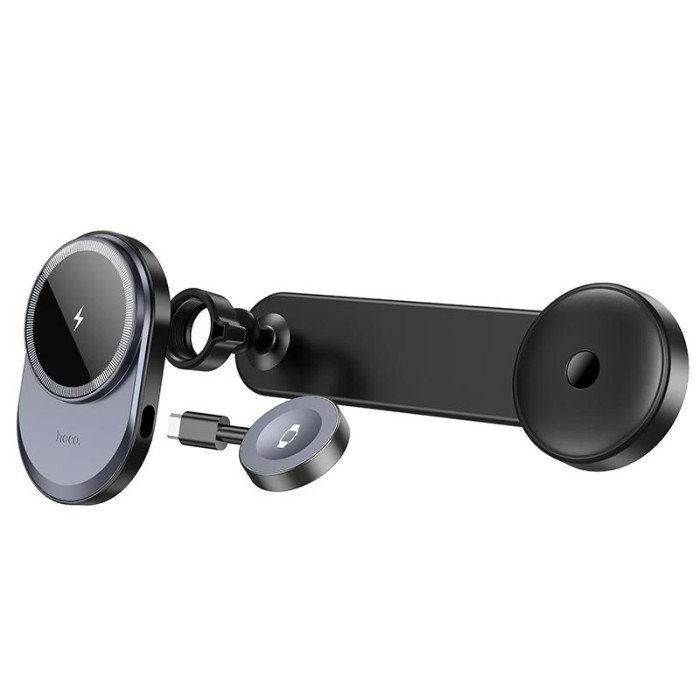 Автомобільний тримач для телефону та смарт годинника HOCO HW28 15W Black