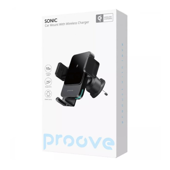 Автомобільний тримач з бездротовою зарядкою Proove Sonic 15W Black