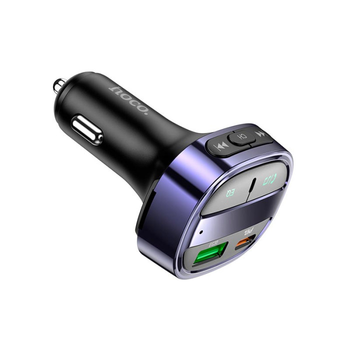 FM модулятор Hoco E70 BT5.0 2USB / Type-C / TF / PD / QC / 30W / 3A, Black