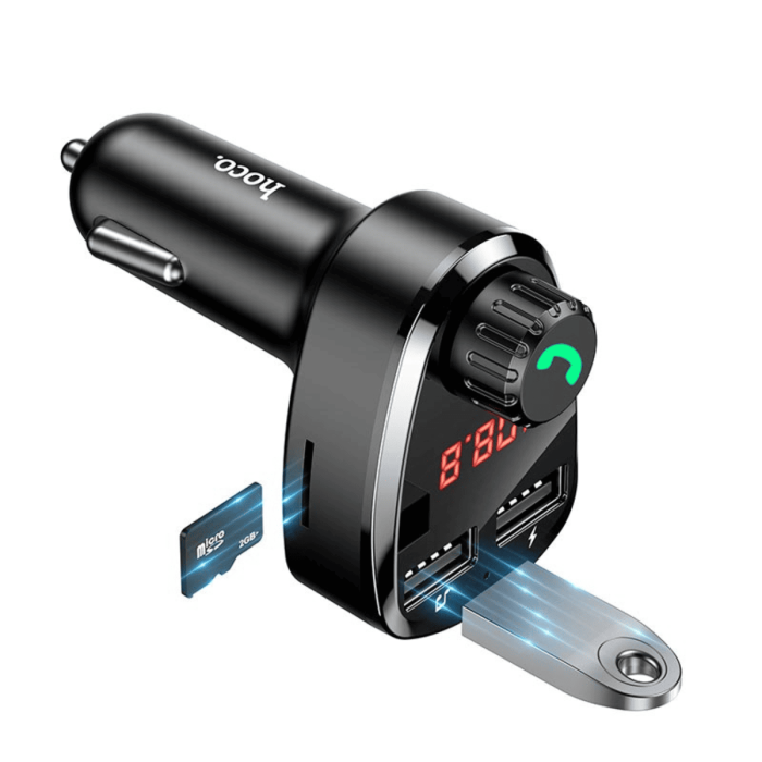 FM модулятор Hoco DE24 Black BT5.0 2USB / TF / 2.4A, Black