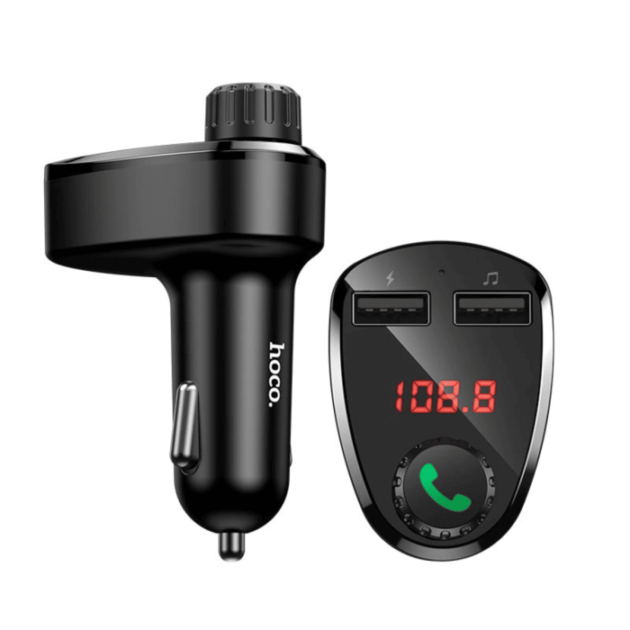 FM модулятор Hoco DE24 Black BT5.0 2USB / TF / 2.4A, Black