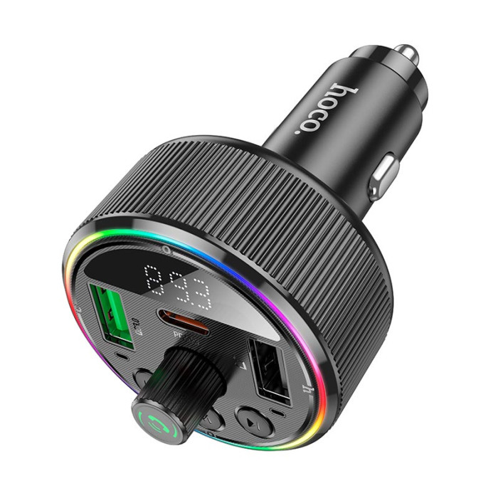 FM модулятор Hoco E82 BT5.3 2USB / Type-C / PD / QC / 30W / 3A, Black