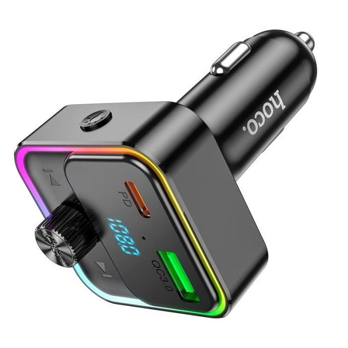 FM модулятор Hoco E81 BT5.0 USB / Type-C / PD / QC / 30W / 3A, Black