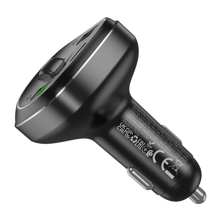 FM модулятор Hoco E76 BT5.0 2USB / Type-C / PD / QC / 48W / 3A, Black