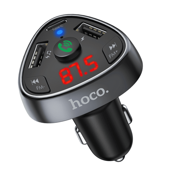 FM модулятор Hoco E51 BT5.0 2USB / Type-C / TF / PD / QC / 18W / 3A, Black
