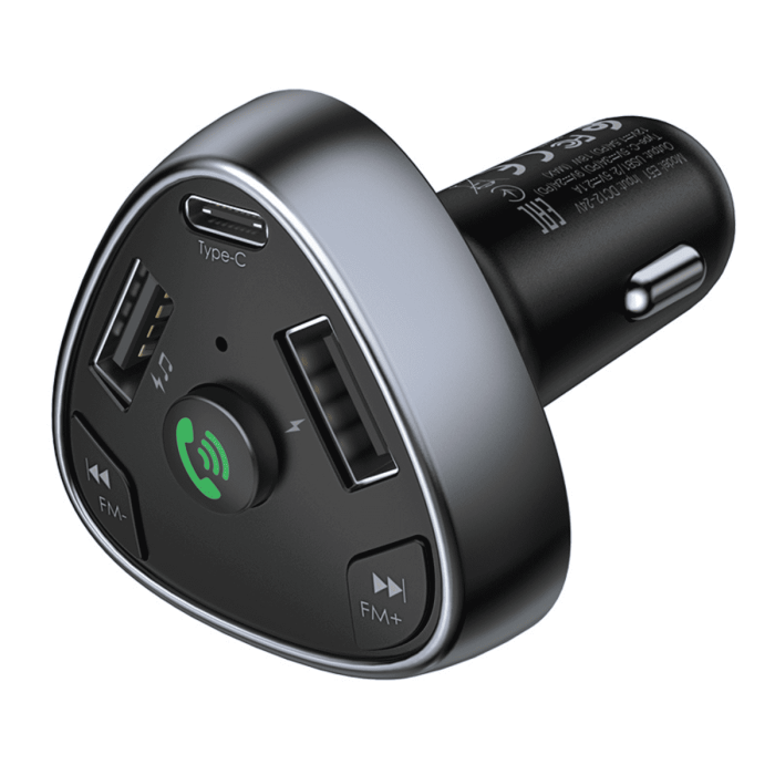 FM модулятор Hoco E51 BT5.0 2USB / Type-C / TF / PD / QC / 18W / 3A, Black