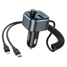 FM модулятор Hoco E74 BT5.0 2USB / Type-C / Lightning / PD / QC / 18W / 3A, Black