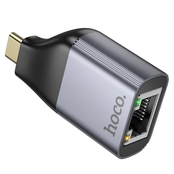 Перехідник Hoco UA35 Type-C to RJ45 Grey