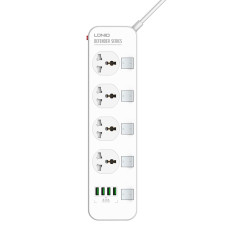 Мережевий фільтр Ldnio SC4408 4x220V / 4хUSB / 2500W 2 м, White