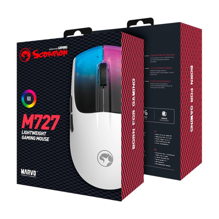 Проводная мышь игровая MARVO M727 White