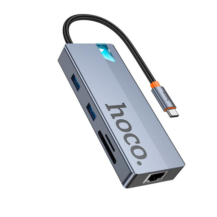 Перехідник 8 в 1 HOCO HB52 0.18m Grey