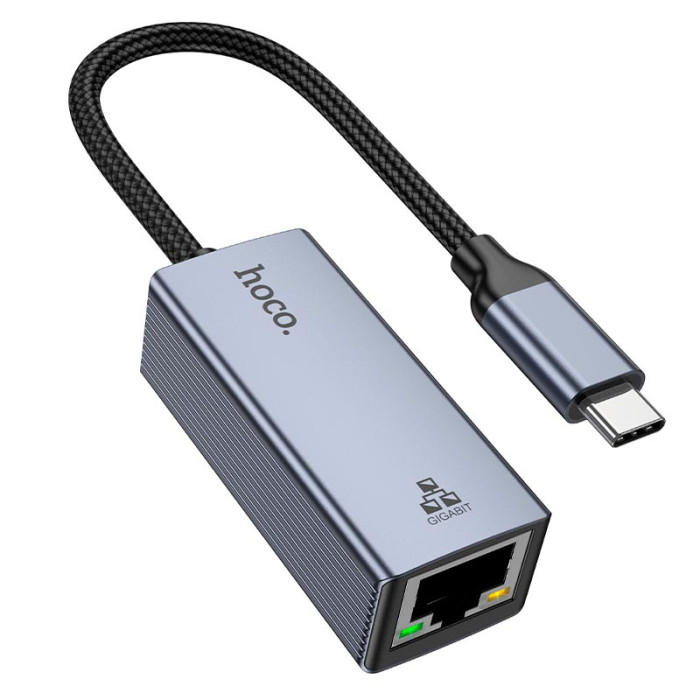Перехідник HOCO UA37 Type-C to RJ45 1000 Мбіт Grey