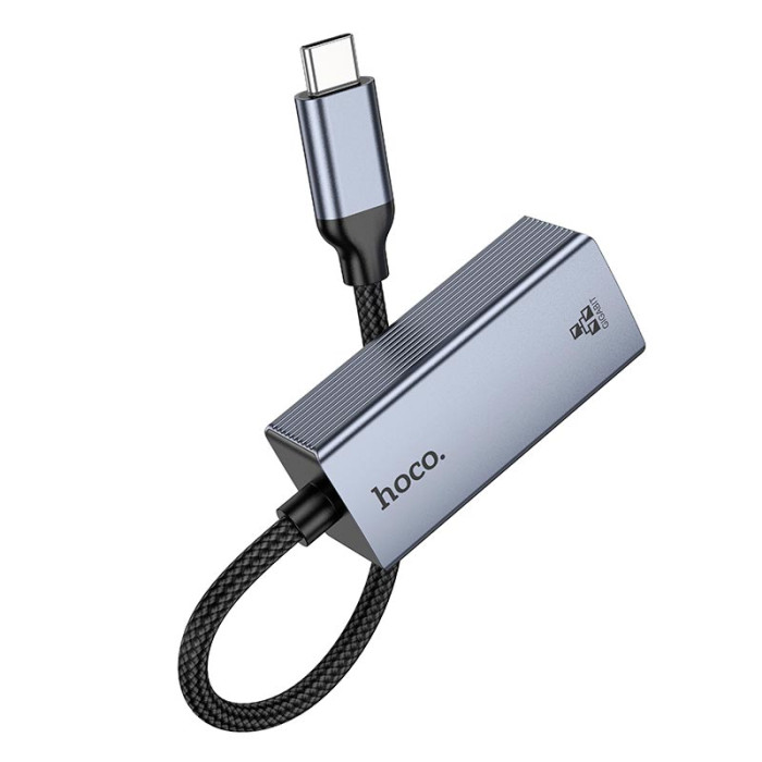 Перехідник HOCO UA37 Type-C to RJ45 1000 Мбіт Grey