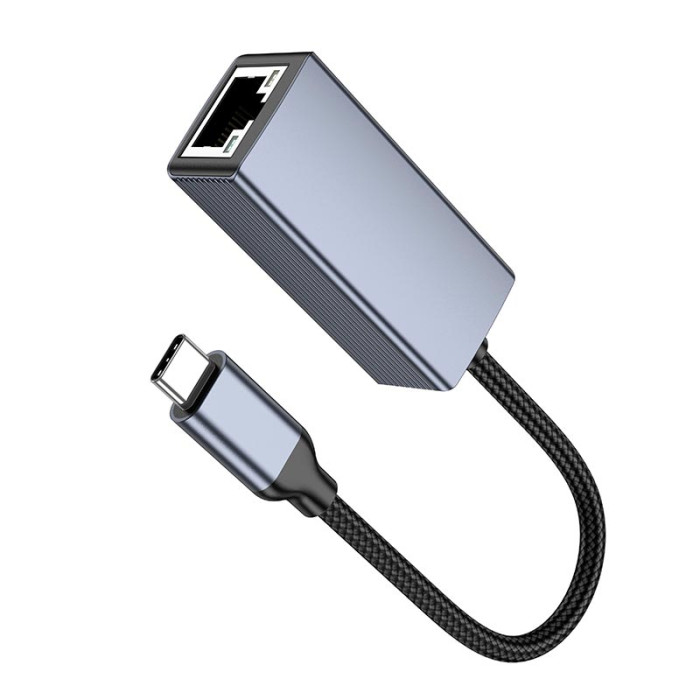 Перехідник HOCO UA37 Type-C to RJ45 1000 Мбіт Grey